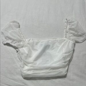 Princess Polly White Sheer Puff Sleeve Blouse